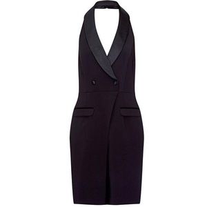 Aidan Mattox Crepe Tuxedo Mini Dress